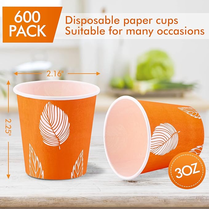 600 Pack 3oz Disposable Paper Cups, Small Disposable Cups, Colorful Small Mouthwash Cups, Mini Paper Cups for Parties, Picnics, Barbecues, Travel and Events