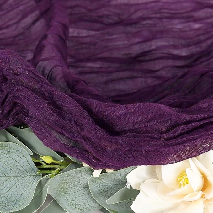FUHSY Cheesecloth Table Runner Purple Table Runners 5 Pack 10 FT Gauze Table Runners Boho Gauze Cheese Table Cloth for Parties Boho Halloween Table Cloths Bridal Shower Wedding Table Decor