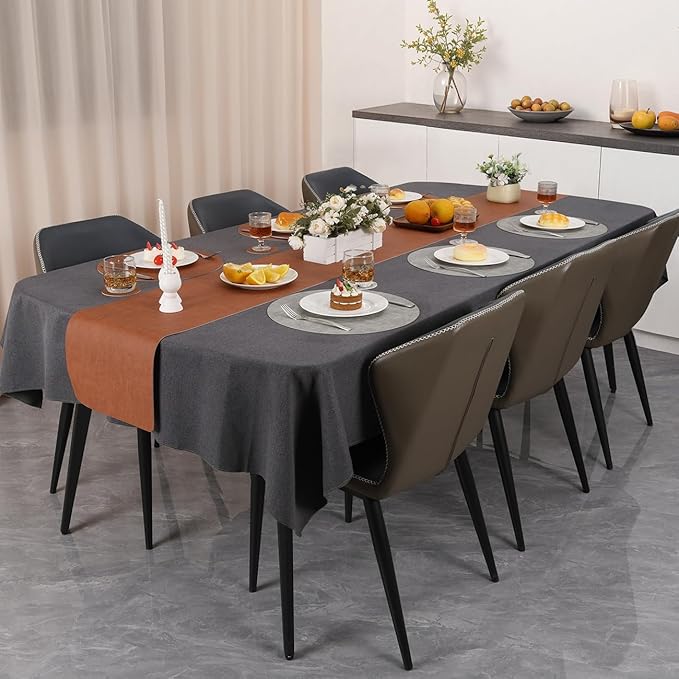Myir JUN Reversible Vinyl Round Placemats Set of 6, Faux Leather Place Mats Dual Sided Waterproof Wipeable, Heat-Resistant Table Mats for Kitchen Dining Indoor Outdoor (14", Light Gray Reddish Brown)