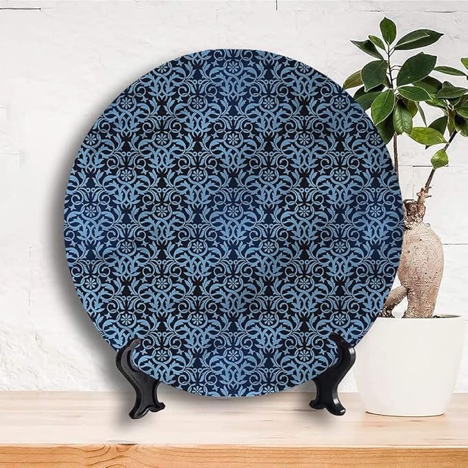 Ceramic Plates, Victorian Decorative Ceramic Plates, Interlacing Curvy Branch, 7 Inch, for Dining, Parties, Wedding, Multicolor