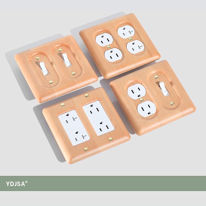 Elegant Maple Wood Cover For Double Toggle Light Switch Plate Durable And Stylish Switch Plate Replacement