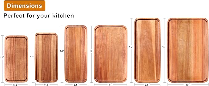 Small Wooden Platter Mini Charcuterie Boards Rectangle Acacia Wood Serving Trays Decorative Cheese Board Cake Appetizer Plates for Party, Home Decor, Food Dish Fruit Dessert Snack Tray,11"X5.5"