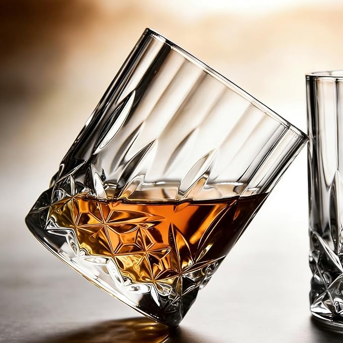 11 OZ Premium Whiskey Glasses (6-Piece) - Old Fashioned Glassware, Exquisite Craftsmanship for Scotch, Bourbon, Rum & Cocktails, Ideal for Self-Use or Gift for Whiskey Enthusiasts