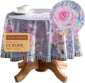 Maison d' Hermine Table Cloth Round Table 100% Cotton 69 Round Inches Tablecloth Reusable Decorative for Dining Room Farmhouse Home Valentines Day Decorations Spring Summer- Sweet Rose Lavender - Lush