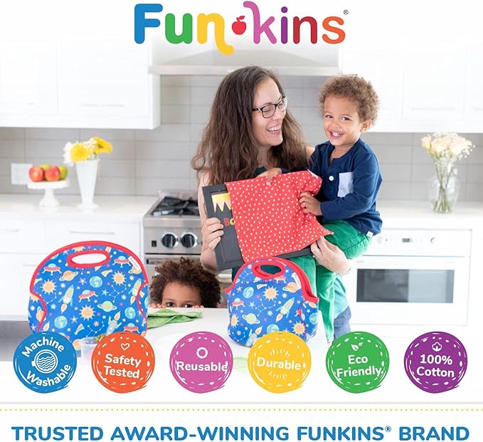 Funkins Reusable Cloth Placemats for Kids & Lunch Boxes | Reusable, Eco-Friendly | 15"x13", 2-ply, Thick, Absorbent, Machine Washable | Set of 2 Placemats (Ballerinas)