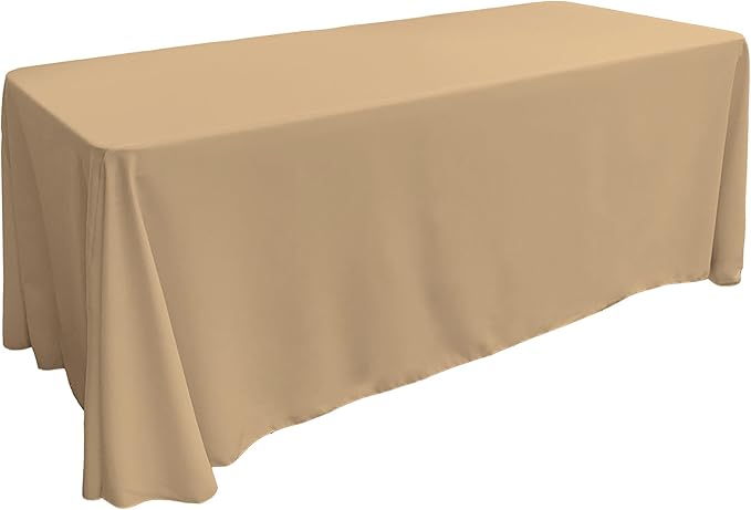 LA Linen Polyester Poplin Washable Rectangular Tablecloth, Stain and Wrinkle Resistant Table Cover 90x132, Fabric Table Cloth for Dinning, Kitchen, Party, Holiday 90 by 132-Inch, Khaki