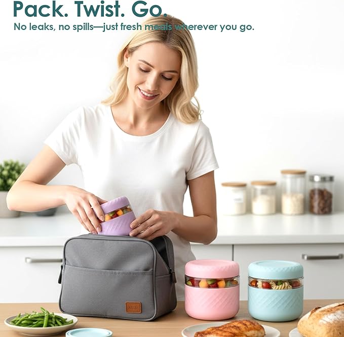 16 oz (2 Cup) Glass Lunch Bowl Container with Lid | Leak & Spill Proof, BPA-Free, Microwave & Dishwasher Safe, Airtight Meal Prep & Food Storage Jar for Lunch, Salad, Soup, Oats, Stew, Yogurt