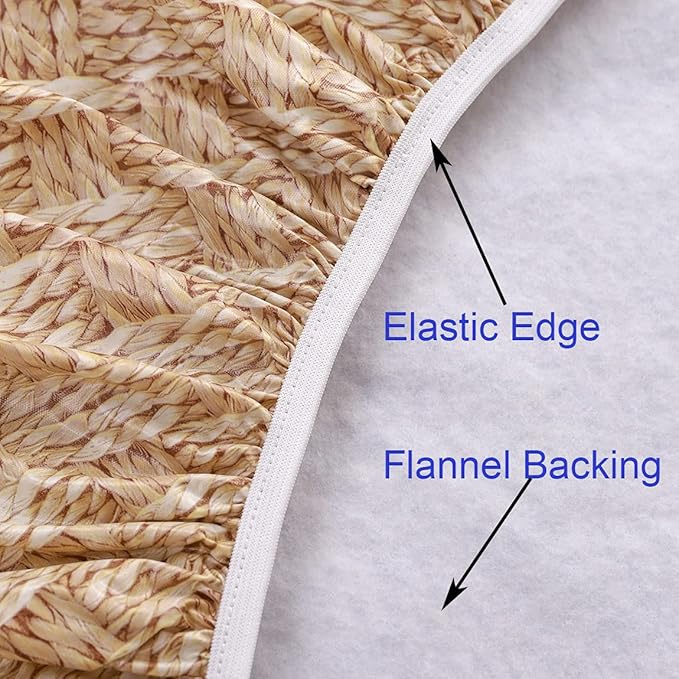 Walrus Round Vinyl Fitted Tablecloth with Flannel Backing Elastic Edge Design Table Cover Waterproof Oil-Proof PVC Table Cloth Stain-Resistant Best for 37"-44" Round