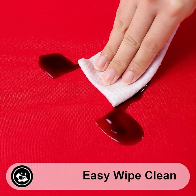 Smiry Rectangle Tablecloth, Elastic Fitted Flannel Backed Vinyl Tablecloths for 6ft Folding Tables, Waterproof Wipeable Table Covers for Indoor, Outdoor, Picnic and Camping (Red, 36"x72")