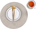 Set of 8 Faux Leather Round Placemats and Coasters, Coffee Mats Kitchen Table Mats, Waterproof, Easy to Clean, for Kitchen Dining Round Table