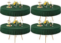 4 Pack Hunter Green Spandex Round Tablecloths for 60 Inch Tables, Stretchy Fitted 5FT Cloths, Wrinkle-Free Cover With Skirt for Wedding, Party, Dining, Banquet