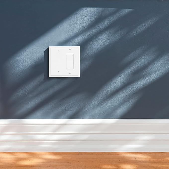 Henne Bery Modern Edge Decorative Wall Plate Switch Plate Outlet Cover, Durable Solid Zinc Alloy (Blank/Decorator, White)