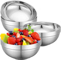 Stainless Steel Bowls, 4 Pack 5.9in 20.6oz 610ml Medium SUS304 Double Wall Insulated Stackable Metal Cereal Bowl Containers for Dishes Eating Serving Snacks Ice Cream Soup Food Rice Salad