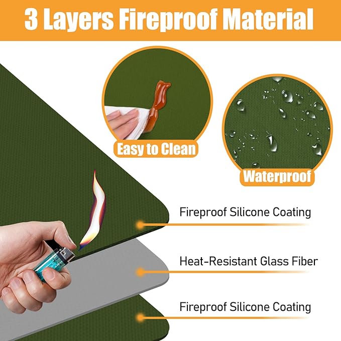 Blackstone Griddle BBQ Mat - Heat Resistant, Fireproof, Protects Outdoor Grill Table and Indoor Fireplace - 0.04in Thickness