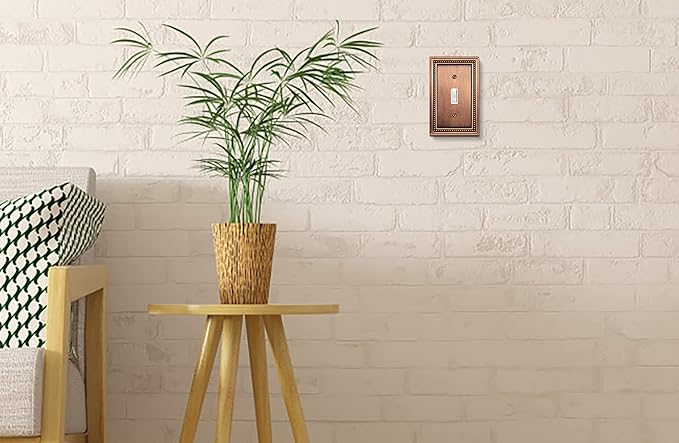 Henne Bery Sunken Pearls Heavy Duty Decorative Wall Plate Switch Plate Outlet Cover (Single Toggle, 3 Pack, Antique Copper)
