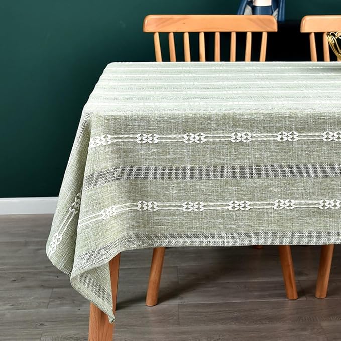 Heavy Duty Cotton Tablecloth for Square Table Sage Green Farmhouse Vintage Tablecloth Washable Rustic Table Cover (Sage Green, Rectangle, 52''x52'', 4 Seats)