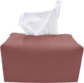 Carrotez Tissue Box Cover, [Refined] Modern PU Leather Rectangular Tissue Box Holder - Decorative Holder/Organizer for Bathroom Vanity Countertop, Night Stands, Office Desk 9.5"X5"X5" - Dry Rose