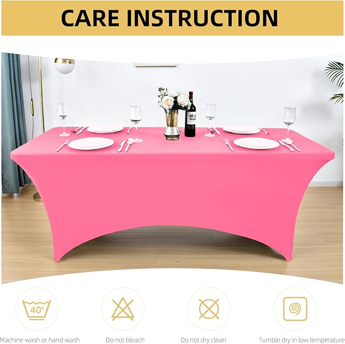 2-Pack 6ft Spandex Table Covers for Rectangle Standard Folding Tables - Wrinkle Resistant Stretch Tablecloths - Ultimate Fitted Table Protector for Parties, Trade Shows, Banquet