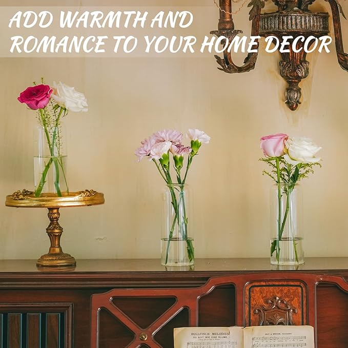 12pcs Glass Bud Vases - 6.7 Inch Tall Clear Flower Vases for Centerpieces, Glass Vase Modern Bud Vase for Wedding Party Dining Table Centerpieces, Living Room Decorative, Home Decor
