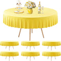 6 Pack Yellow Spandex Round Tablecloths for 60 inch Tables, Stretchy Fitted 5FT Round Table Cloths with Skirt for Wedding Party Dining Banquet