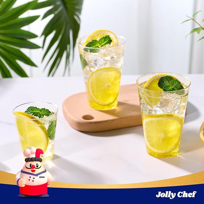 JOLLY CHEF 14 oz 200 Pack Gold Plastic Cups, Gold Glitter Heavy-Duty Disposable Cups Party Cups Tumblers, Ideal for Thanksgiving Wedding & Party