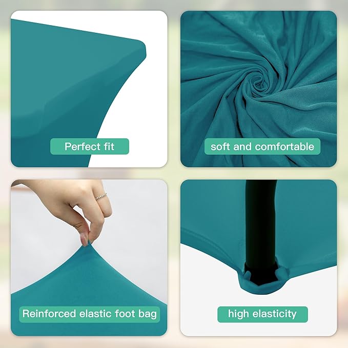 2Pack 4FT Table Cloth for Rectangular Fitted Events Stretch Emerald Green Table Covers Washable Spandex Tablecloth Protector for Party, Wedding, Cocktail, Banquet, Festival