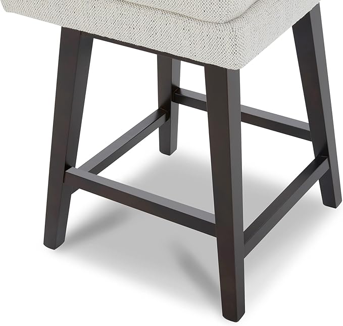 CHITA Counter Height Swivel Bar Stools Set of 3, FSC Certified Upholstered Fabric Barstool Chairs with Back, 26.8" H Seat Height, Fabric in Ivory