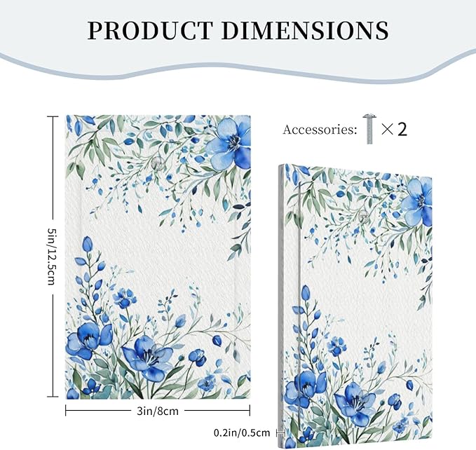 Light Switch Cover Blue Watercolor Flowers Retro Floral Leaves Wall Plate Cover 1 Gang Blank No Device Decorative Outlet Covers Electrical Switchplate for Bathroom Bedroom Decor