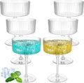 6 Pcs Ribbed Martini Glasses 10 oz Disposable Plastic Vintage Ribbed Coupe Glasses Unbreakable Dessert Parfait Glassware for Wedding Birthday Party Supplies (Clear)