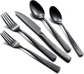 20-Piece Black Silverware Set for 4, CITESANA Heavy Duty Stainless Steel Flatware Set with Ripple Handles, Mirror Polished Kitchen Cutlery Set