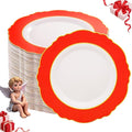 WDF 60pcs Red Valentines Plates Disposable - 7.5inch Heavy Duty Red Dessert/Salad/Cake Plates for Valentine's Day