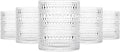 Glassware Set of 6, 13 OZ/390ml Hobnail Kitchen Glassware, Embossed Vintage Glass for Water, Cocktail, Soda, Beverage, Juice