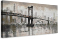Anolyfi Vintage Brooklyn Bridge Canvas Wall Art Decor, Skylines Cityscapes Gallery Decorative Painting Large Artwork Picture for Hallway Bedroom Kitchen Office Home Decor 40"x20"