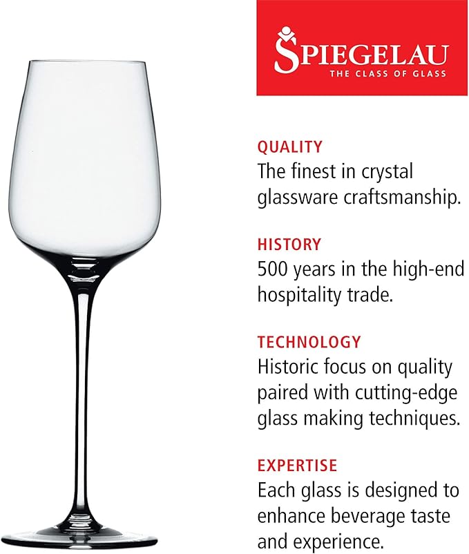Spiegelau Willsberger Crystal White Wine Glasses Gift Set, Sleek and Lightweight Design, Elegant Glassware for Wedding Gifts, Birthday Gifts, Home Bar, Hosting Essentials, 12.9 oz, Set of 4