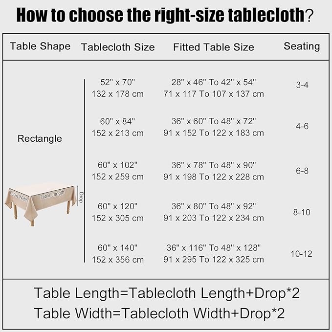 Smiry Rectangle Table Cloth Linen Textured, Waterproof Spillproof Anti-Wrinkle Burlap Tablecloth, Washable Decorative Fabric Table Cover for Dining, Party, Banquet, 60 x 102 Inch, Linen