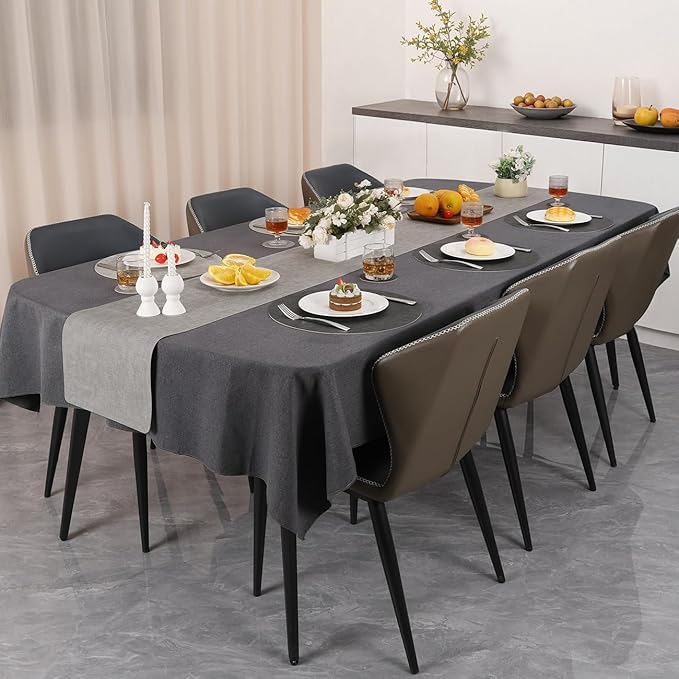 Myir JUN Reversible Vinyl Round Placemats Set of 6, Faux Leather Place Mats Dual Sided Waterproof Oilproof Wipeable, Heat-Resistant Table Mats for Kitchen Dining Indoor Outdoor (14", Light Gray Gray)