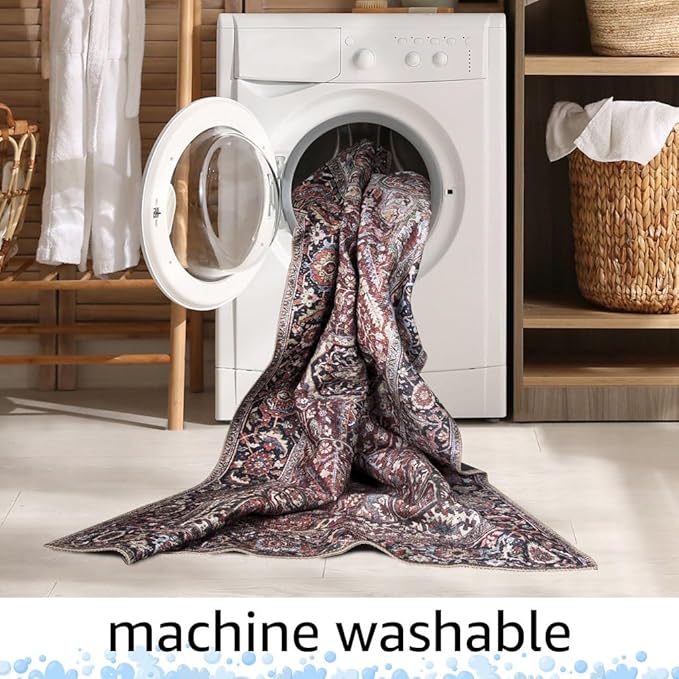 Keen Home Design 3x5 Rug - Machine Washable Entry Rug with Non-Slip Backing, Ideal for Enteryway, Kitchen, Bathroom, Laundry Room - Vintage, Easy Clean, Durable, Low Pile - (3' x 5')