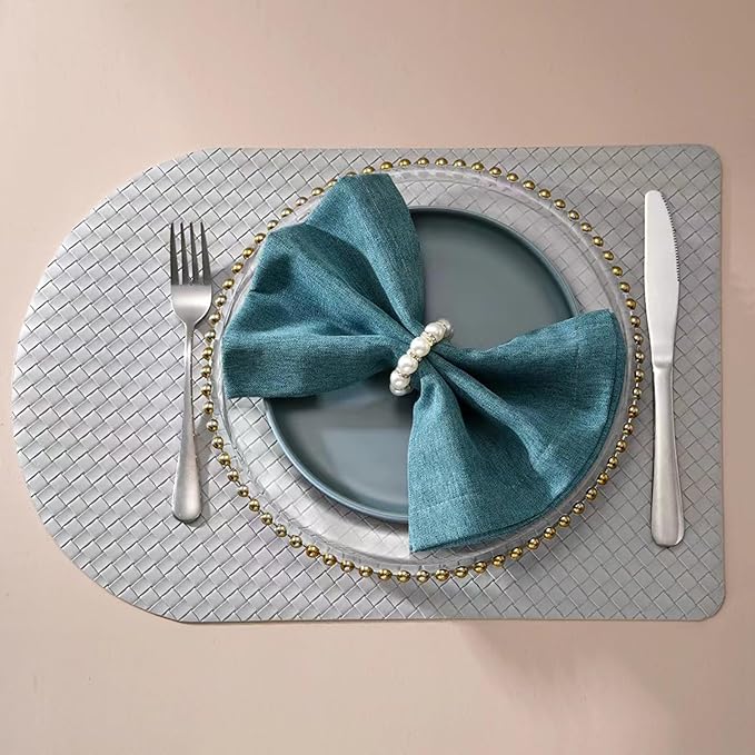 Decorative Napkin Rings Set of 6,Holders Decor Dinner Party,Wedding,Anniversary,Birthday,Table Decor Gift (Round Pearl)