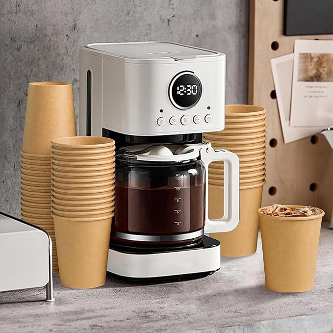 400 Pack 8 oz Paper Cups, Brown Kraft Disposable Paper Coffee Cups, Unbleached Paper Cups for Hot/Cold Beverage Party, Picnic, Travel, and Events.