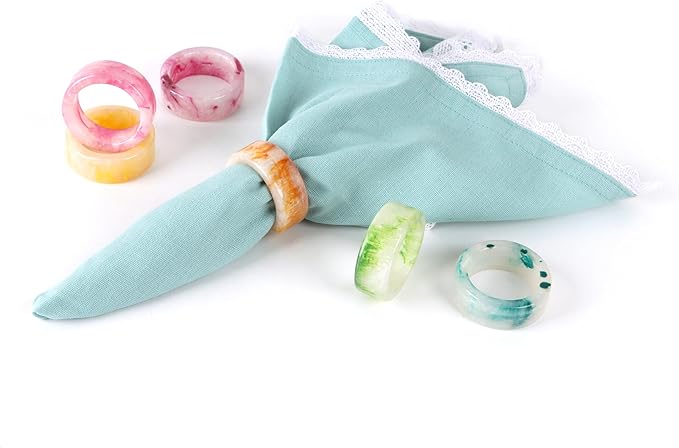 ALPHA Living HOME Epoxy Resin Napkin Rings -Set of 12 Colorful Napkin Ring Holders 1.5" Napkin Rings for Christmas Party Decoration, Dinning Table, Family Gatherings, Table Décor(Multi Pastel)