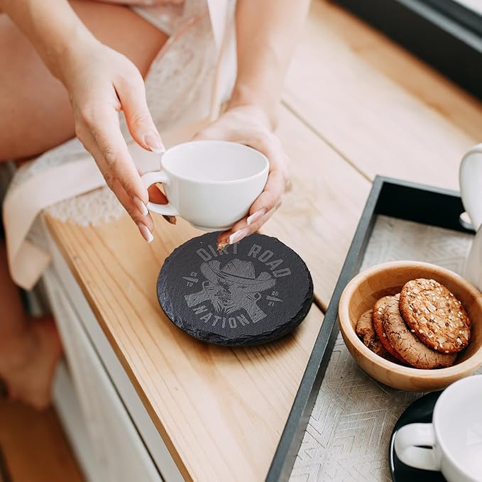 Slate Coasters Set of 36,4-Inch Black Round Stone Drink Coasters with Scratch-Resistant Backing, Durable Tabletop Protection for Home Office Kitchen, Ideal Housewarming Wedding Gifts
