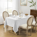 Softalker Linen Textured Rectangle Tablecloth, Waterproof Wipeable Farmhouse Burlap Table Cloth, Stain Resistant Wrinkle Free Table Covers for Kitchen Dining Holiday Party (60 x 104, White)