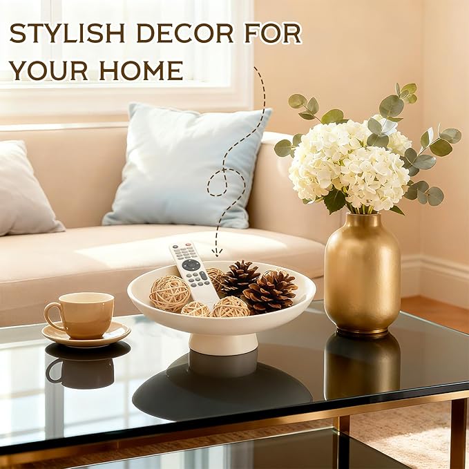 Fruit Bowl for Kitchen Counter, 11.8" W Large Concrete Decorative Bowls for Home Decor Purse Key Bowl for Entryway Table, Modern Style Catch-all Bowls (Off-White)