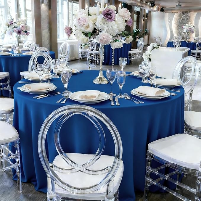 8 Pack Round Tablecloth 90 Inch Royal Blue Tablecloth for Round Tables, Washable Polyester Table Cloth Stain and Wrinkle Resistant Decorative Table Cover for Wedding Party Dining Banquet