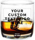 DISCOUNT PROMOS Custom Whiskey Glasses 10 oz Set of 10/50/100, Personalized Bulk Pack - Heavy Base Old Fashioned Glass, Perfect for Scotch, Bourbon, Whiskey, Cocktail - Black Bottom Color