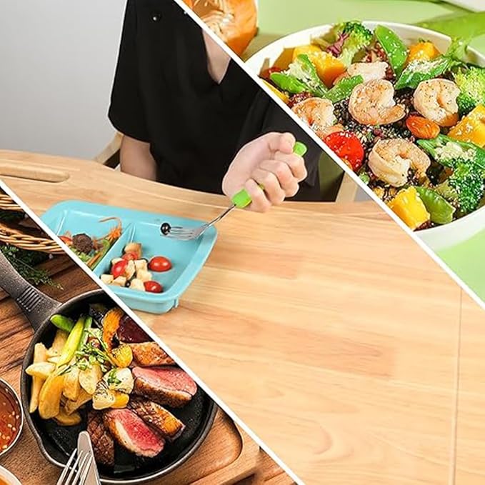 Adaptive Utensils for Hand Tremors,Arthritis and Parkinsons -Weighted Silverware with Non-Slip Handle to Easy Grip,Eating Flatware for Elderly Use (Left Hand 1 pc Fork+1 pc Spoon=2 pcs,Green)