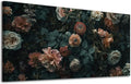 ADJUVANT Wall Art Floral 60"L x 30"W, Dark Hued Vintage Flowers With Lush Foliage Canvas Painting Elegant Blooms Artwork Retro Garden Prints Floral Wall Decor for Living Room Bedroom Study Home Office
