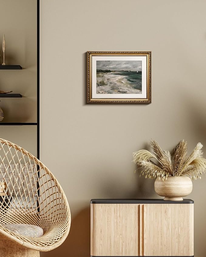 InSimSea Retro Gold Framed Wall Art, Home Room Coastal Storm Clouds Vintage Wall Decor, Canvas Print Artwork, Farmhouse Country Decor, Antique Picture Frame Landscape Paintings, 13x16 Inch