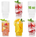 Ribbed Glassware Vintage Drinking Glasses - 16 oz Glassware Stackable Highball Origami Style Glass Cup Fluted Vertical Stripes Romantic Water Drinking Cups Set of 6 Dishwasher Safe