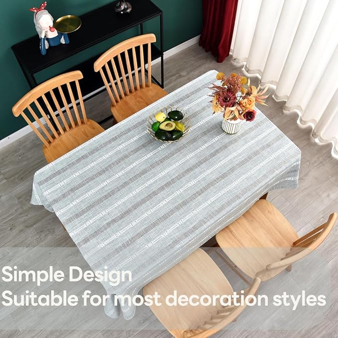 Heavy Duty Cotton Table Cloth for Rectangle Table Rectangular Farmhouse Vintage Tablecloth Washable Rustic Table Cover (Gray, Rectangle, 52''x 98'', 8-10 Seats)